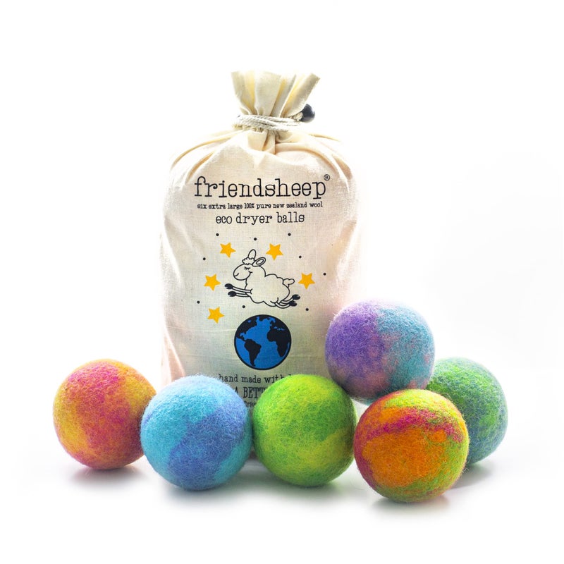 Friendsheep Wool Dryer Balls, Organic Reusable Fabric Softener Alternative for Laundry, Handmade, Fair Trade, Hypoallergenic, Eco-Friendly, Plastic-Free (6 Pack XL - Galxy Tie Dye) - Image 1